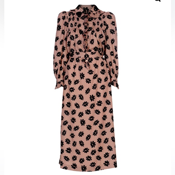 Simone Rocha Dresses & Skirts - NWT Simon Rocha Floral Ruffled Neck Brown and Black Dress 6